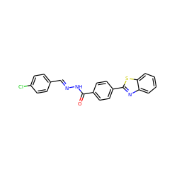 O=C(N/N=C/c1ccc(Cl)cc1)c1ccc(-c2nc3ccccc3s2)cc1 ZINC000299857385