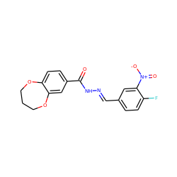 O=C(N/N=C/c1ccc(F)c([N+](=O)[O-])c1)c1ccc2c(c1)OCCCO2 ZINC001772646808