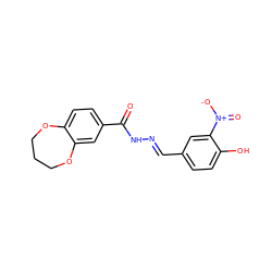 O=C(N/N=C/c1ccc(O)c([N+](=O)[O-])c1)c1ccc2c(c1)OCCCO2 ZINC001772582330