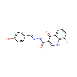 O=C(N/N=C/c1ccc(O)cc1)c1c[nH]c2c(F)cccc2c1=O ZINC000653890256