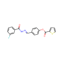 O=C(N/N=C/c1ccc(OC(=O)c2cccs2)cc1)c1cccc(F)c1 ZINC000001229858