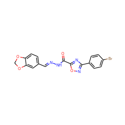 O=C(N/N=C/c1ccc2c(c1)OCO2)c1nc(-c2ccc(Br)cc2)no1 ZINC000095573207