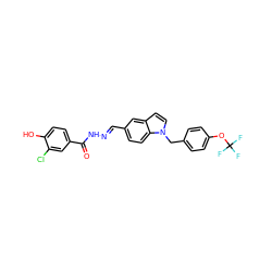 O=C(N/N=C/c1ccc2c(ccn2Cc2ccc(OC(F)(F)F)cc2)c1)c1ccc(O)c(Cl)c1 ZINC000013492734