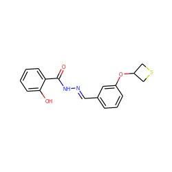 O=C(N/N=C/c1cccc(OC2CSC2)c1)c1ccccc1O ZINC000000233727