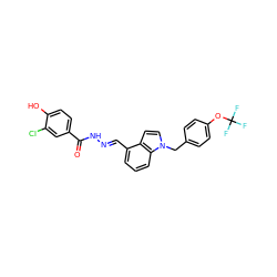 O=C(N/N=C/c1cccc2c1ccn2Cc1ccc(OC(F)(F)F)cc1)c1ccc(O)c(Cl)c1 ZINC000013492731