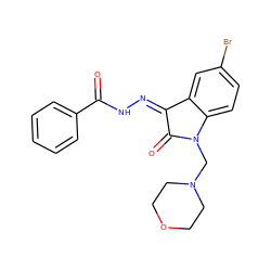 O=C(N/N=C1\C(=O)N(CN2CCOCC2)c2ccc(Br)cc21)c1ccccc1 ZINC000019313605