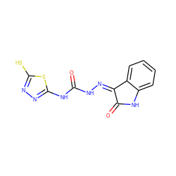 O=C(N/N=C1\C(=O)Nc2ccccc21)Nc1nnc(S)s1 ZINC000028863673