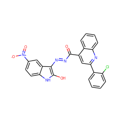 O=C(N=Nc1c(O)[nH]c2ccc([N+](=O)[O-])cc12)c1cc(-c2ccccc2Cl)nc2ccccc12 ZINC000253915973