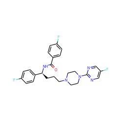 O=C(N[C@@H](CCCN1CCN(c2ncc(F)cn2)CC1)c1ccc(F)cc1)c1ccc(F)cc1 ZINC000000591988