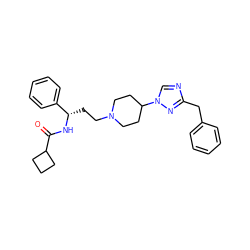 O=C(N[C@@H](CCN1CCC(n2cnc(Cc3ccccc3)n2)CC1)c1ccccc1)C1CCC1 ZINC000038147802