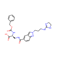 O=C(N[C@@H](CNC(=O)c1ccc2nn(CCCNC3=NCCN3)cc2c1)C(=O)O)OCc1ccccc1 ZINC000027653111