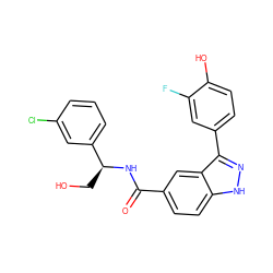 O=C(N[C@@H](CO)c1cccc(Cl)c1)c1ccc2[nH]nc(-c3ccc(O)c(F)c3)c2c1 ZINC000653849876