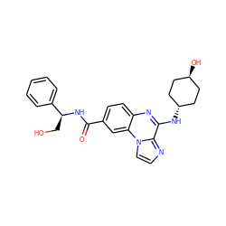 O=C(N[C@@H](CO)c1ccccc1)c1ccc2nc(N[C@H]3CC[C@H](O)CC3)c3nccn3c2c1 ZINC000299845085