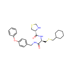 O=C(N[C@@H](CSCC1CCCCC1)C(=O)NCc1ccc(Oc2ccccc2)cc1)[C@@H]1CSCN1 ZINC000053092419