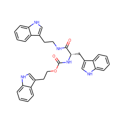 O=C(N[C@@H](Cc1c[nH]c2ccccc12)C(=O)NCCc1c[nH]c2ccccc12)OCCc1c[nH]c2ccccc12 ZINC000029569519