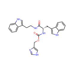 O=C(N[C@@H](Cc1c[nH]c2ccccc12)C(=O)NCCc1c[nH]c2ccccc12)OCc1c[nH]cn1 ZINC000029565552