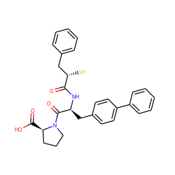 O=C(N[C@@H](Cc1ccc(-c2ccccc2)cc1)C(=O)N1CCC[C@H]1C(=O)O)[C@@H](S)Cc1ccccc1 ZINC000027858686