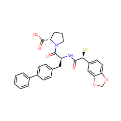 O=C(N[C@@H](Cc1ccc(-c2ccccc2)cc1)C(=O)N1CCC[C@H]1C(=O)O)[C@@H](S)c1ccc2c(c1)OCO2 ZINC000027767092