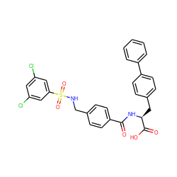 O=C(N[C@@H](Cc1ccc(-c2ccccc2)cc1)C(=O)O)c1ccc(CNS(=O)(=O)c2cc(Cl)cc(Cl)c2)cc1 ZINC000027741322