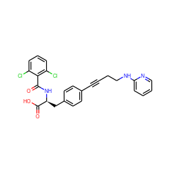 O=C(N[C@@H](Cc1ccc(C#CCCNc2ccccn2)cc1)C(=O)O)c1c(Cl)cccc1Cl ZINC000084654088