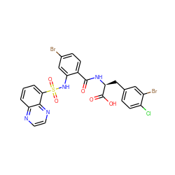 O=C(N[C@@H](Cc1ccc(Cl)c(Br)c1)C(=O)O)c1ccc(Br)cc1NS(=O)(=O)c1cccc2nccnc12 ZINC000049723271