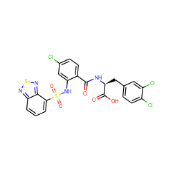 O=C(N[C@@H](Cc1ccc(Cl)c(Cl)c1)C(=O)O)c1ccc(Cl)cc1NS(=O)(=O)c1cccc2nsnc12 ZINC000049723323