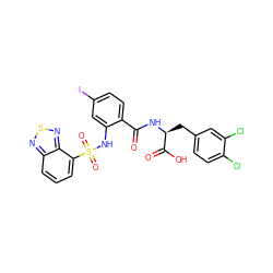 O=C(N[C@@H](Cc1ccc(Cl)c(Cl)c1)C(=O)O)c1ccc(I)cc1NS(=O)(=O)c1cccc2nsnc12 ZINC000049722965