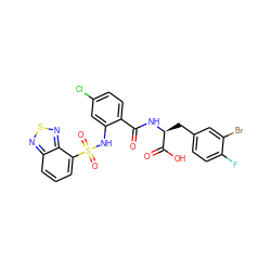 O=C(N[C@@H](Cc1ccc(F)c(Br)c1)C(=O)O)c1ccc(Cl)cc1NS(=O)(=O)c1cccc2nsnc12 ZINC000049678048