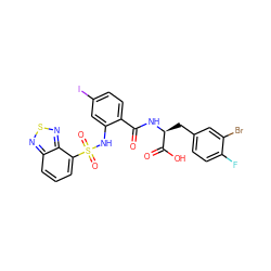 O=C(N[C@@H](Cc1ccc(F)c(Br)c1)C(=O)O)c1ccc(I)cc1NS(=O)(=O)c1cccc2nsnc12 ZINC000049722803