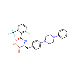 O=C(N[C@@H](Cc1ccc(N2CCN(c3ccccc3)CC2)cc1)C(=O)O)c1c(F)cccc1C(F)(F)F ZINC000028978822