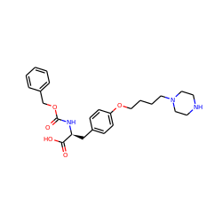 O=C(N[C@@H](Cc1ccc(OCCCCN2CCNCC2)cc1)C(=O)O)OCc1ccccc1 ZINC000022444157