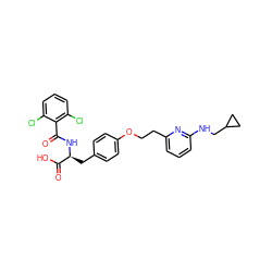 O=C(N[C@@H](Cc1ccc(OCCc2cccc(NCC3CC3)n2)cc1)C(=O)O)c1c(Cl)cccc1Cl ZINC000084654771