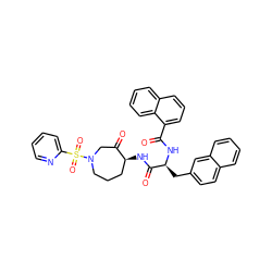 O=C(N[C@@H](Cc1ccc2ccccc2c1)C(=O)N[C@H]1CCCN(S(=O)(=O)c2ccccn2)CC1=O)c1cccc2ccccc12 ZINC000028526658