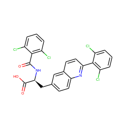 O=C(N[C@@H](Cc1ccc2nc(-c3c(Cl)cccc3Cl)ccc2c1)C(=O)O)c1c(Cl)cccc1Cl ZINC000003925756