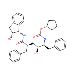 O=C(N[C@@H](Cc1ccccc1)[C@@H](O)C[C@@H](Cc1ccccc1)C(=O)N[C@H]1c2ccccc2C[C@H]1O)OC1CCCC1 ZINC000014942892