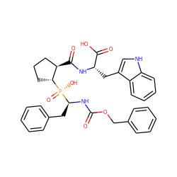 O=C(N[C@@H](Cc1ccccc1)[P@](=O)(O)[C@@H]1CCC[C@H]1C(=O)N[C@@H](Cc1c[nH]c2ccccc12)C(=O)O)OCc1ccccc1 ZINC000016052288