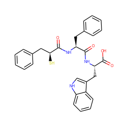 O=C(N[C@@H](Cc1ccccc1)C(=O)N[C@@H](Cc1c[nH]c2ccccc12)C(=O)O)[C@@H](S)Cc1ccccc1 ZINC000013747272