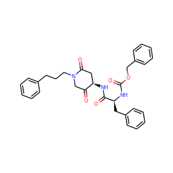 O=C(N[C@@H](Cc1ccccc1)C(=O)N[C@@H]1CC(=O)N(CCCc2ccccc2)CC1=O)OCc1ccccc1 ZINC000013819386