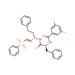 O=C(N[C@@H](Cc1ccccc1)C(=O)N[C@H](/C=C/S(=O)(=O)c1ccccc1)CCc1ccccc1)c1cc(F)cc(F)c1 ZINC000029038502