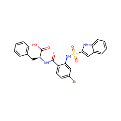 O=C(N[C@@H](Cc1ccccc1)C(=O)O)c1ccc(Br)cc1NS(=O)(=O)c1cc2ccccc2[nH]1 ZINC000043543911