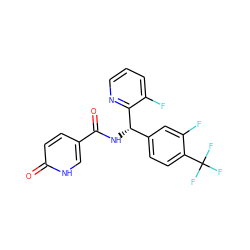 O=C(N[C@@H](c1ccc(C(F)(F)F)c(F)c1)c1ncccc1F)c1ccc(=O)[nH]c1 ZINC000205237085