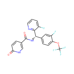 O=C(N[C@@H](c1ccc(OC(F)(F)F)c(F)c1)c1ncccc1F)c1ccc(=O)[nH]c1 ZINC000205234692