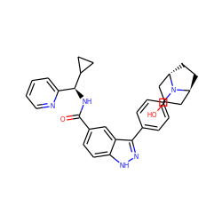 O=C(N[C@@H](c1ccccn1)C1CC1)c1ccc2[nH]nc(-c3ccc(N4[C@H]5CC[C@H]4CC(O)C5)cc3)c2c1 ZINC000207484215