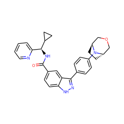 O=C(N[C@@H](c1ccccn1)C1CC1)c1ccc2[nH]nc(-c3ccc(N4[C@H]5CC[C@H]4COC5)cc3)c2c1 ZINC000299863653