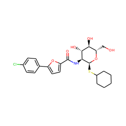 O=C(N[C@@H]1[C@H](SC2CCCCC2)O[C@@H](CO)[C@H](O)[C@H]1O)c1ccc(-c2ccc(Cl)cc2)o1 ZINC000028826588