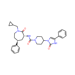 O=C(N[C@@H]1C[C@@H](c2ccccc2)CCN(CC2CC2)C1=O)N1CCC(n2cc(-c3ccccc3)[nH]c2=O)CC1 ZINC000028824320