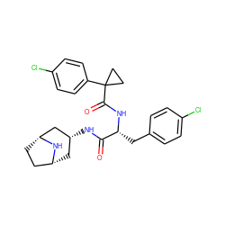 O=C(N[C@@H]1C[C@@H]2CC[C@H](C1)N2)[C@@H](Cc1ccc(Cl)cc1)NC(=O)C1(c2ccc(Cl)cc2)CC1 ZINC000101641421