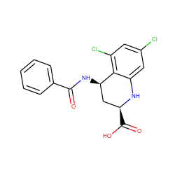 O=C(N[C@@H]1C[C@H](C(=O)O)Nc2cc(Cl)cc(Cl)c21)c1ccccc1 ZINC000013455231