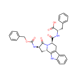 O=C(N[C@@H]1C[C@H]2c3[nH]c4ccccc4c3C[C@H](C(=O)N[C@@H](Cc3ccccc3)C(=O)O)N2C1=O)OCc1ccccc1 ZINC000036310714