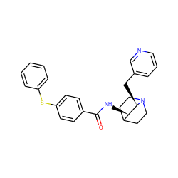 O=C(N[C@@H]1C2CCN(CC2)[C@@H]1Cc1cccnc1)c1ccc(Sc2ccccc2)cc1 ZINC000028525495